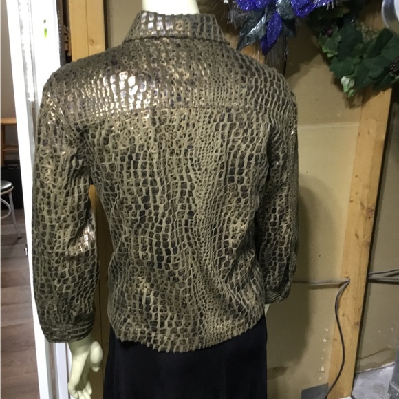 Ruby Rd Zip Up Brown & Gold Blazer - Picture 6 of 16